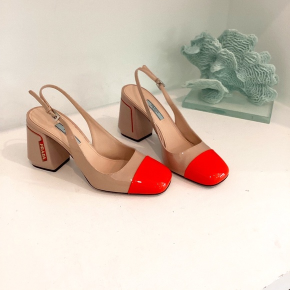 ♡PRADA♡リボンミュール　サイズ36 赤 Prada | Shoes | Authentic Prada Logo Cap Toe Block Heel